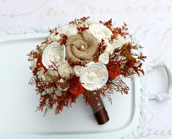 Autumn Orange Bride Bouquet // Fall Bridal Bouquet Rustic