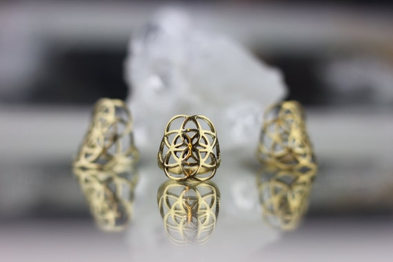 MANDALA RING- Seed of Life Ring- Statement Ring- Sacred Geometry- Bohemian Jewellery- Brass- Tribal Jewellery- Spiritual- Flower of Life
