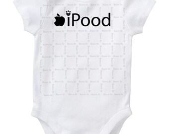 Apple Trilogy: iPood / iPeed / iPuked Cute Geek/Nerd Funny Humor Baby Onesie/Creeper Size 3, 6, 12, 18, 24 month Color White