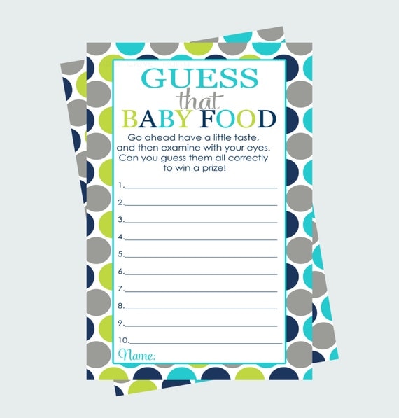 Baby Shower Jar Food Guessing Game Boys Baby by PaperCleverParty