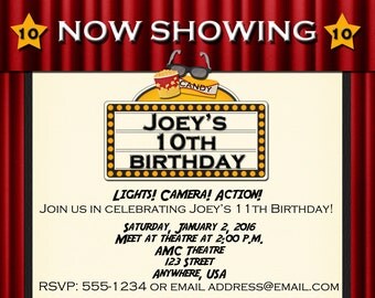 Movie Theatre Birthday Party Invitation