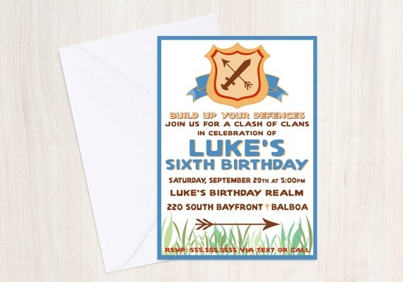 Clash of Clans Invite - Clash of Clans Invitation - Party Supplies Il_570xn