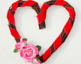Heart Shaped Wreath - Valentine's Day or Wedding Decor