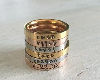 Stackable name ring. Mother's Ring. Children name ring. Stacker name ring. Stacking Ring Set. Mother's day. Engraved ring. Mother's day gift