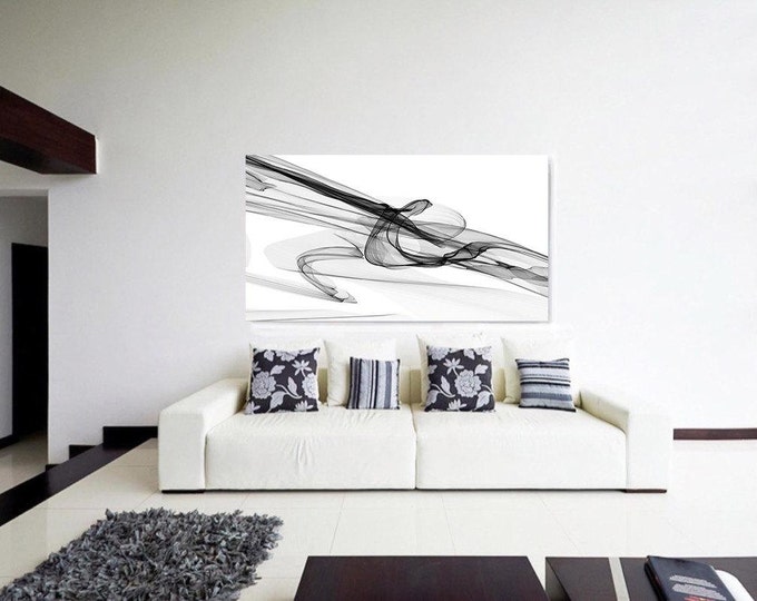 Abstract Black and White 19-49-00. Contemporary Unique Abstract Wall Decor, Large Contemporary Canvas Art Print up to 72" by Irena Orlov