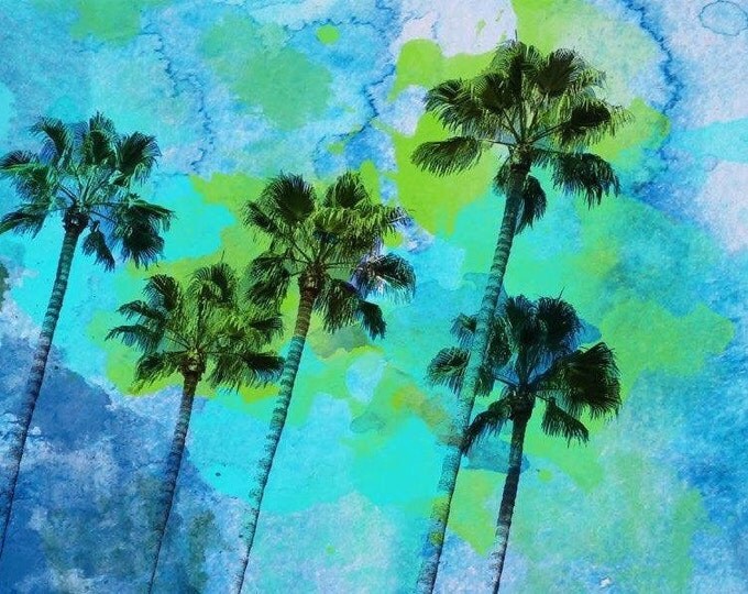 Palm trees on the beach, Large Canvas Print 30 x 60. Palm Trees Wall Decor Landscape Canvas Print by Irena Orlov