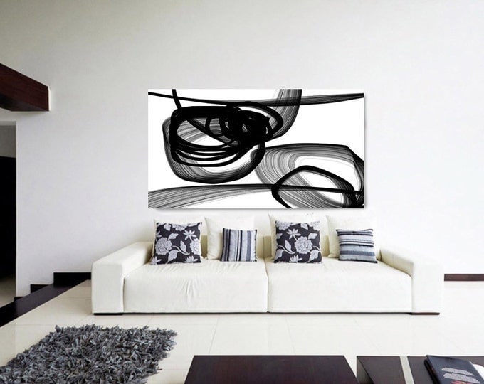 Abstract Expressionism in Black And White 28. Contemporary Unique Wall Decor, Large Contemporary Canvas Art Print up to 72" by Irena Orlov