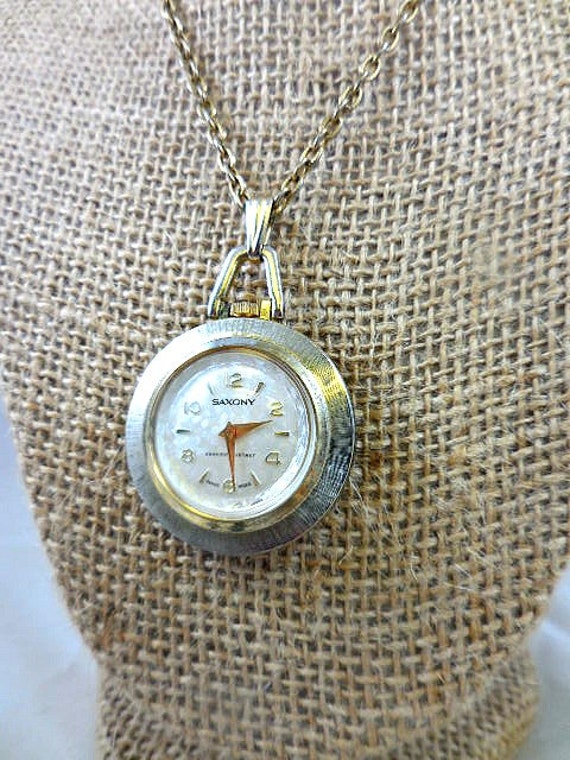 Swiss Made Saxony Watch Pendant Necklace