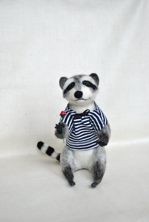 Items similar to Needle Felted Raccoon OOAK doll miniatures Collectible