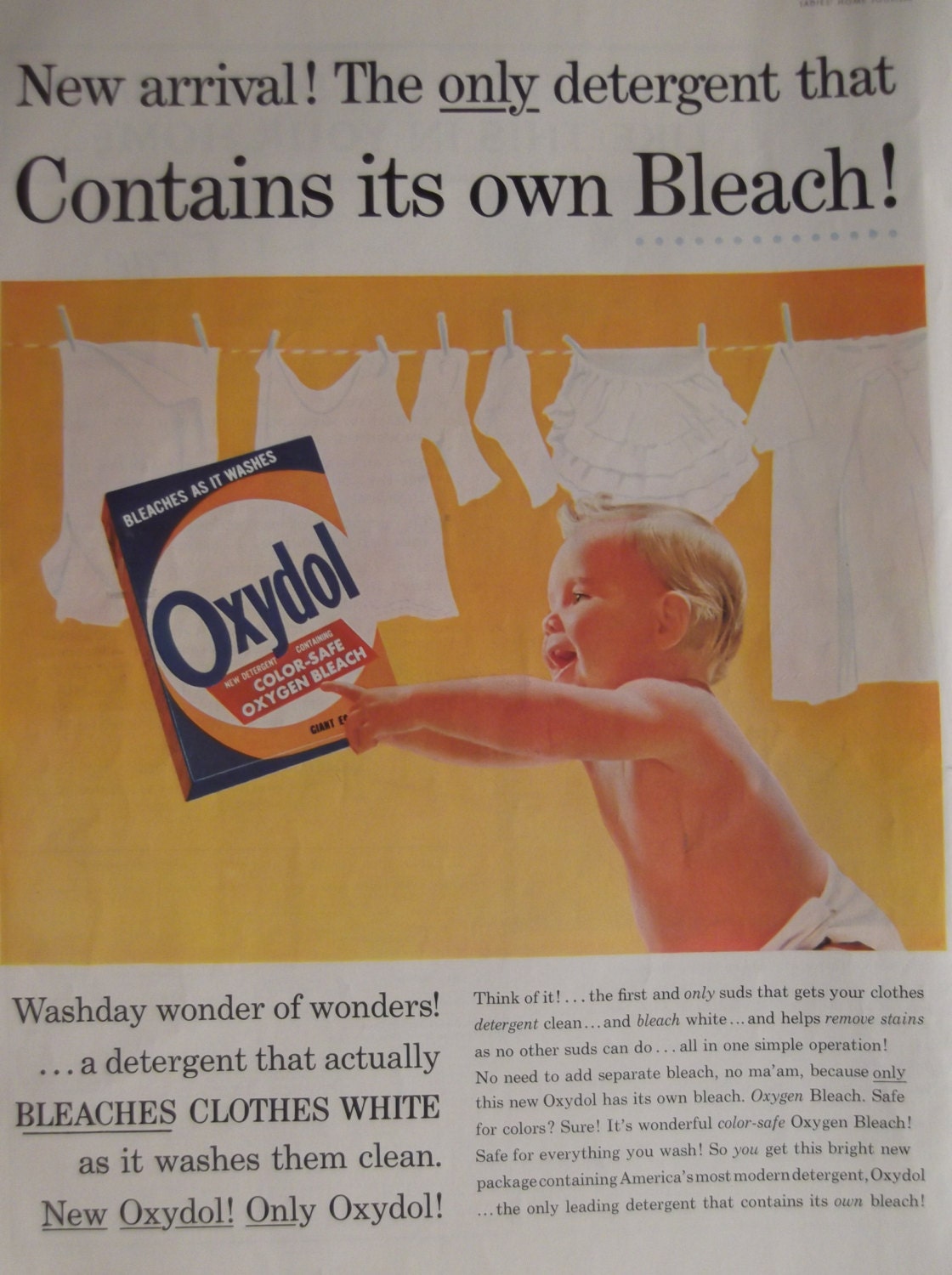 OXYDOL LAUNDRY DETERGENT Original 1950s Vintage Advertisement