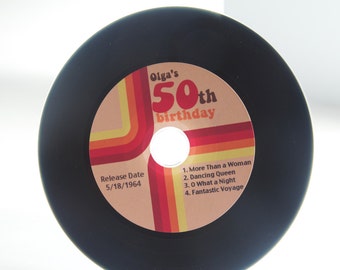 Vinyl styled blank CDs with custom labels Sample