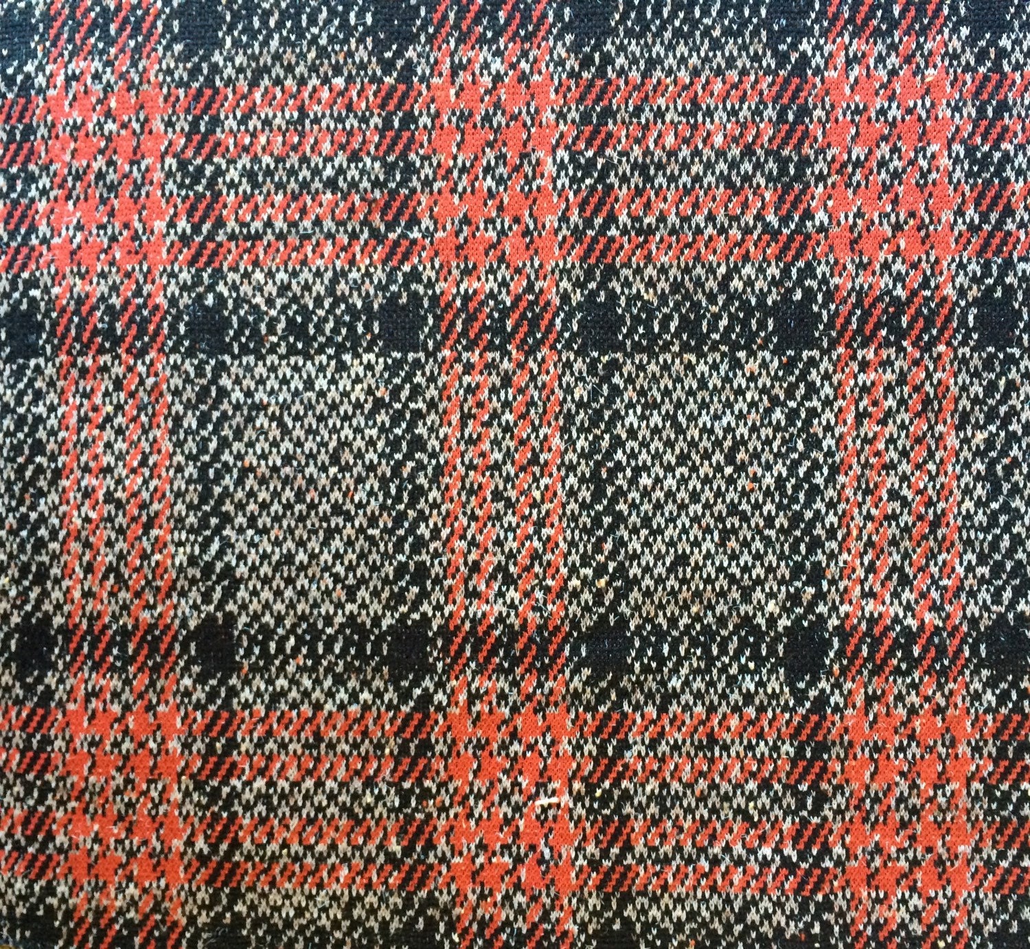 Double Knit Fabric / Plaid Double Knit / Orange Double Knit / Double