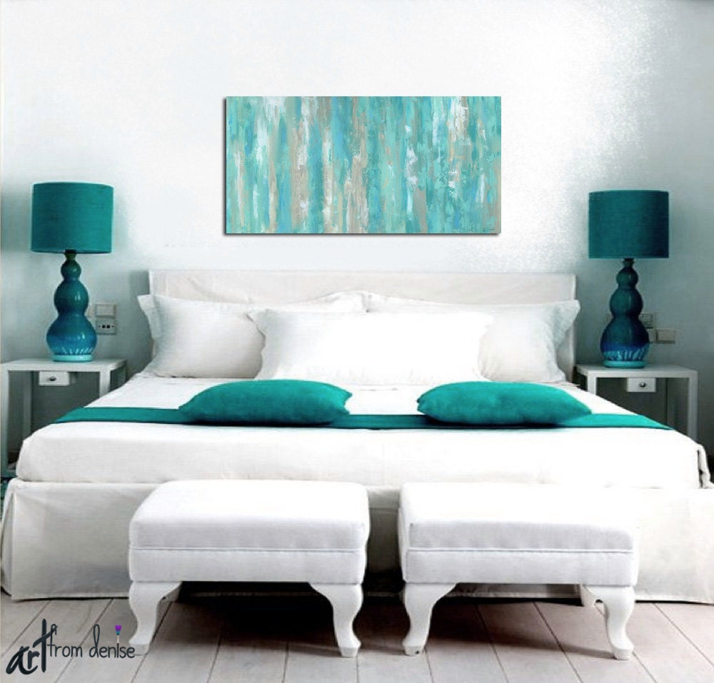 Large wall art Teal home decor Canvas art print Abstract