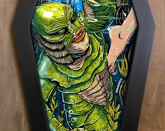 Creature from the Black Lagoon coffin framed print.