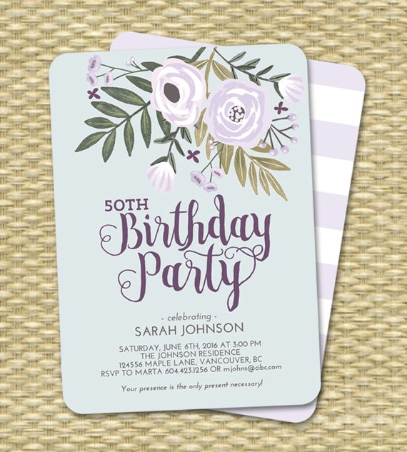 Printable Adult Birthday Invitation 55