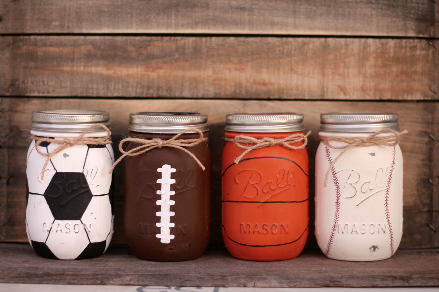 Sports Theme Mason JarsSoccer Football by LovelyLilysPlace