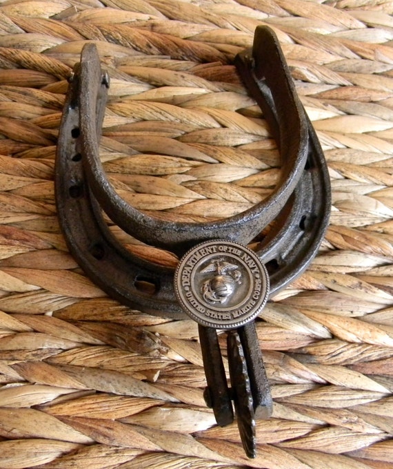 Marine Corps Cast Iron Horseshoe Spur Door Knocker USMC Home