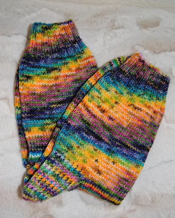 Download Beautiful multi colored hand knitted socks size 10 foot