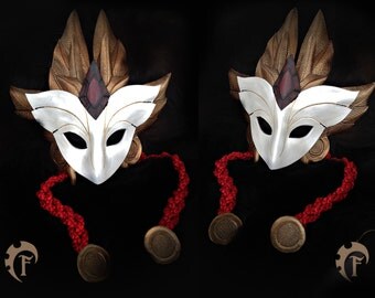 Shadowfire Kindred The Eternal Hunter Leather Mask,league of legends,cosplay,league,masque,cuir,masquerade,fantasy,armor,costume,lol,lamb