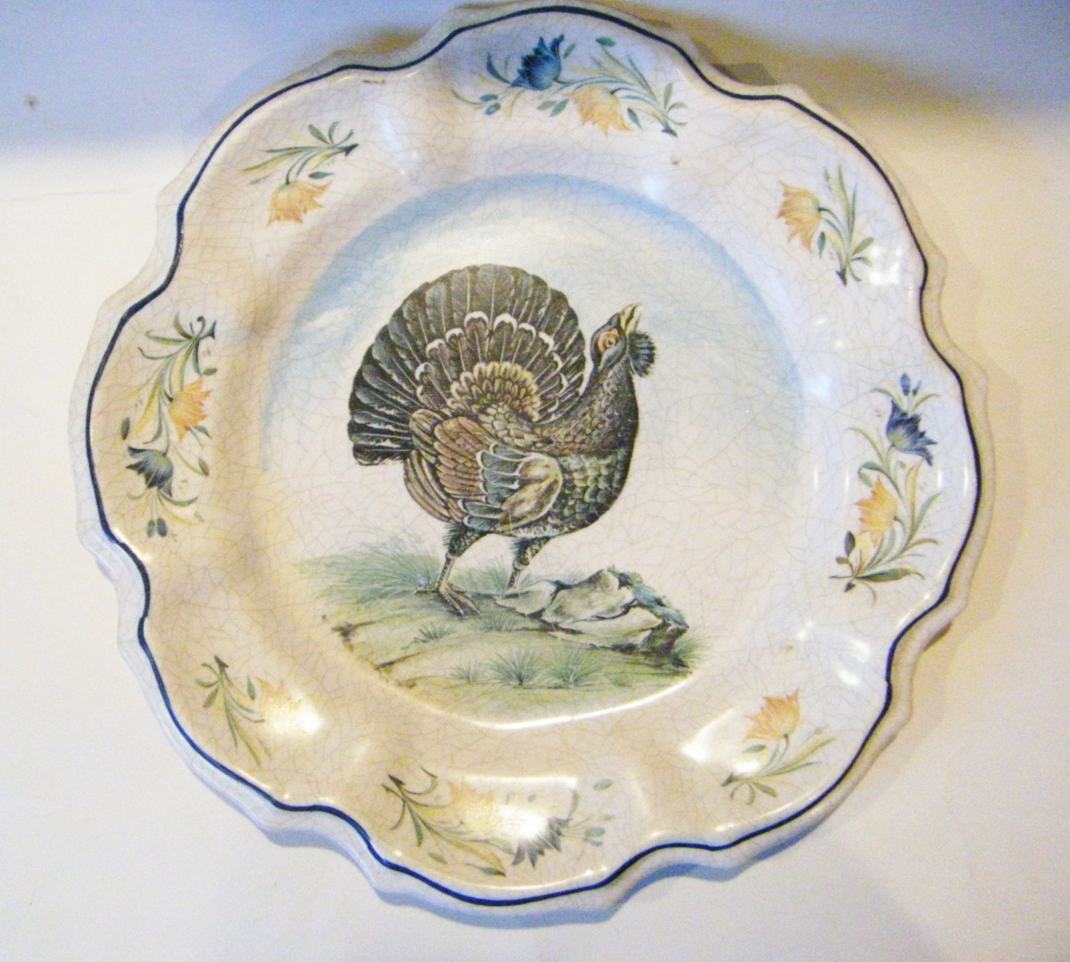 Vintage Turkey Plate Made In Italy Decorative Wall Hanging