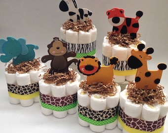 Mini Diaper Cake/Safari Mini Diaper Cake/Diaper Cake Set of