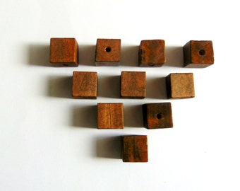 Geometric Walnut Wood Beads -20mm Big Hole, Walnut Cube Beads , Do it Yourself Geometric necklace