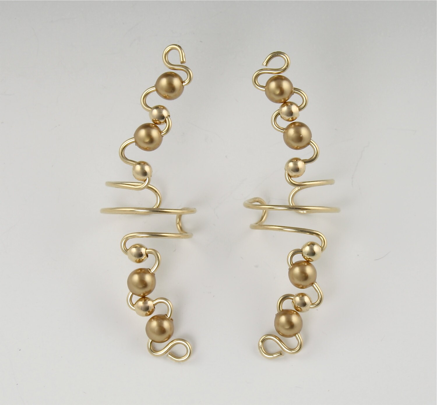 Ear Cuffs Swarovski Crystal Pearl and 14 KT Gold Filled Pair