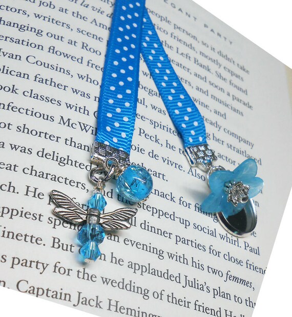 Personalized Ribbon Bookmark Initial Charm Bookmark Book