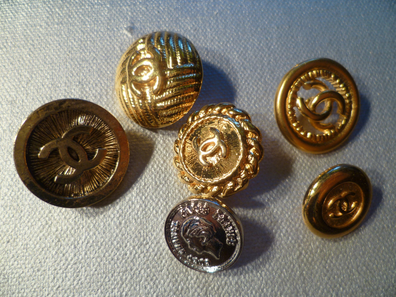 Vintage Lot of 6 CHANEL Buttons CC Logo Authentic by LupeandRomeo