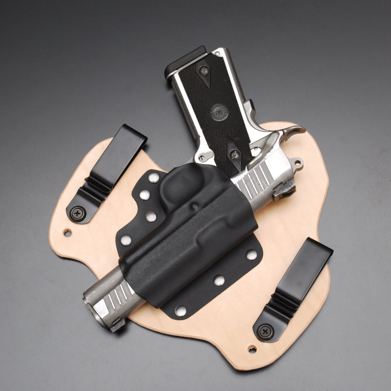 Leather Kydex Hybrid Gun IWB Holster 1911 Govt Cmdr Ofc Self