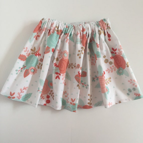Coral and Mint Floral Baby Skirt... Coral Flower Skirt... Mint