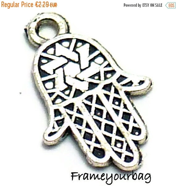 Black Color Hamsa Hand Metal Charms Set Of 6