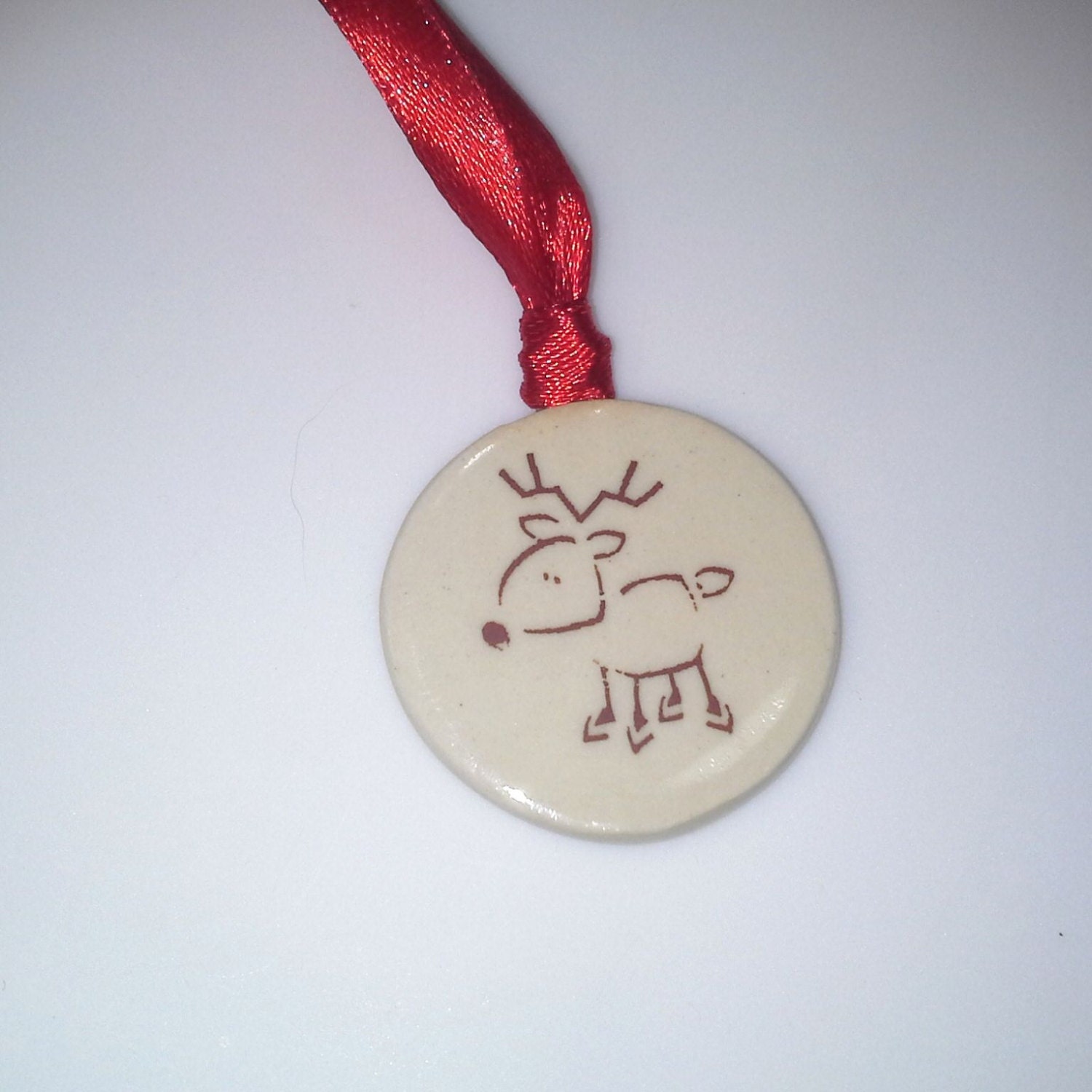 Reindeer Small Ceramic Ornament Christmas Ornament Home