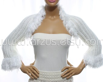 White Wedding Shrug Bridal Shrug Knit Shrug Bridesmaid Gift Evening Shrug Bridal Bolero Jacket Bridal Cover Up Wrap Shawl Weddings Clothing