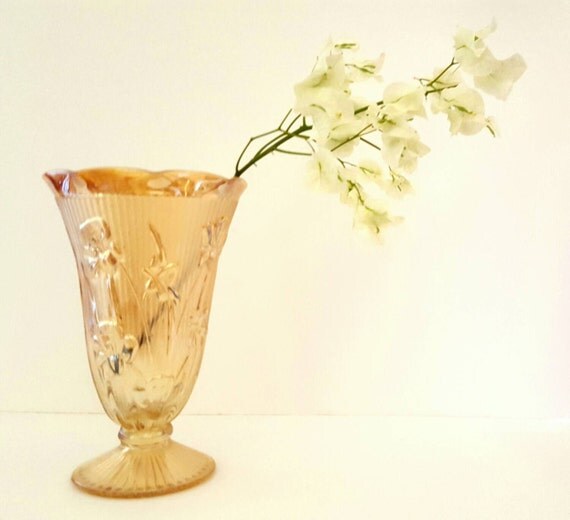 Vintage Iris and Herringbone Vase by 2ndChanceSalvage