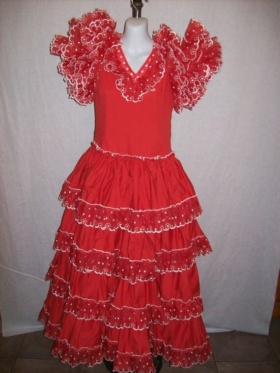 Items similar to Flamenco Dress Authentic Spanish Fiesta Dress Girl's ...