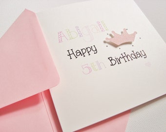 Personalised Handmade Princess Crown Birthday Card