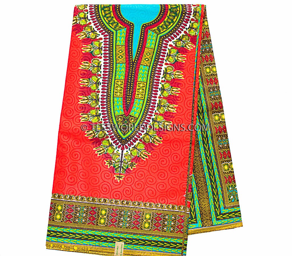 Red Dashiki Fabric/ African Fabrics / Ankara fabric/ Poly