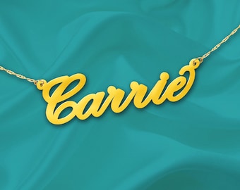 Name Necklace Carrie 24K Gold Plated Sterling Silver Personalized Name Necklace - Made in USA