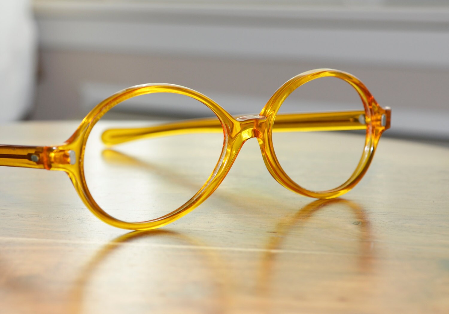 Vintage Yellow Round Eyeglasses NOS Discount by JustheGoodStuff