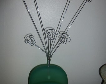 Business Card Display Rack - Stylish and Modern Frosted Green Glass and Stainless Steel Wire Form - By Levenger