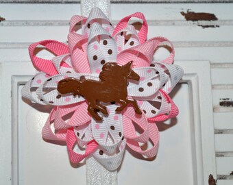 Pink and Brown Horse Bow