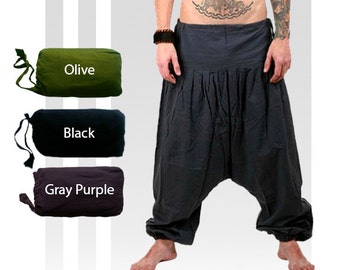 Harem Pants -X-Large- X-Long - Plain Black - Aladdin Pants - XL Yoga Baggy - Big size - Ali baba - Plus size - Men - Woman