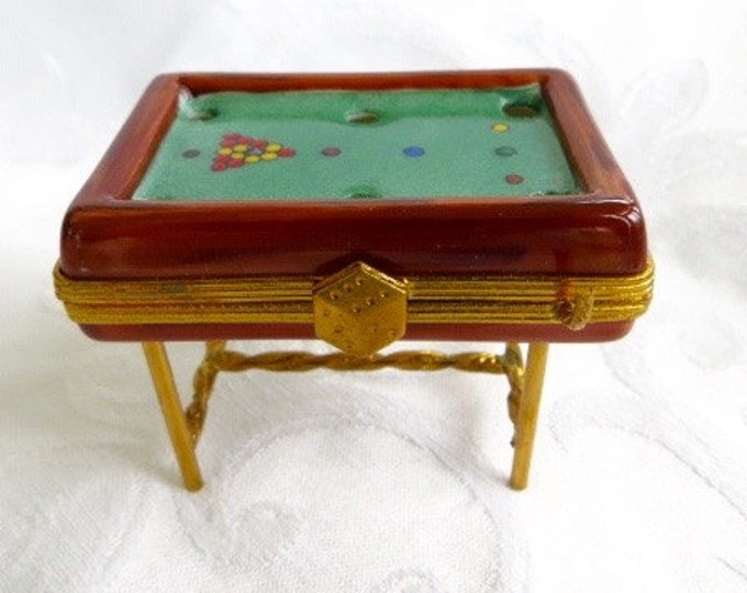Limoges Box Snooker Pool Table Billiard Box Limoges FRANCE Collectible Boxes Vintage Authentic
