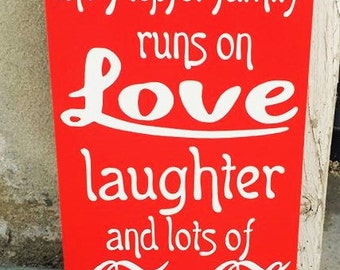 Personalized Coca Cola Sign, This Family runs on Love Laughter and Lots of Coca Cola, Coke Decor, Coke Sign, Home decor