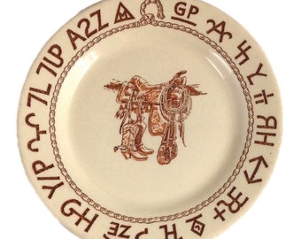 Vintage Wallace China Boots and Saddle Plate Restaurant Ware - Western Plates - Westward Ho Bread Butter Plate
