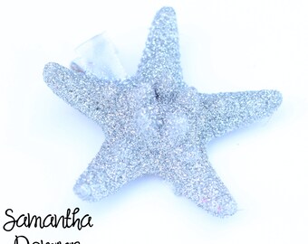 Rainbow Silver Glitter Starfish Hair Clip