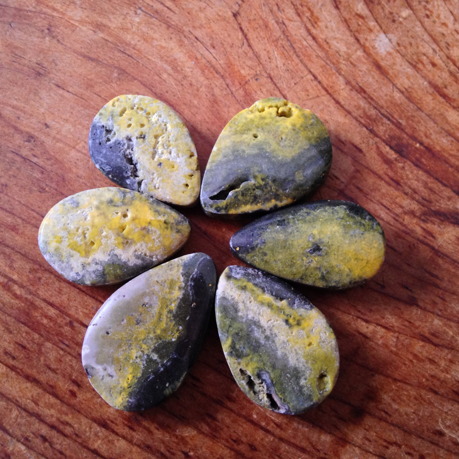 GEMSTONE 6 Yellow Turquoise Natural Focal Teardrop by AdroitMinds