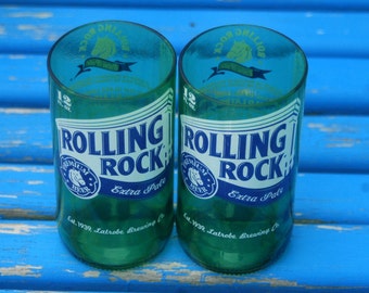 Rolling Rock Beer Bottle Glasses- Set of 2