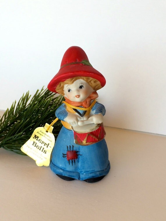 Vintage Bell MerriBells Bisque Porcelain Bell Jasco 1978 Bell